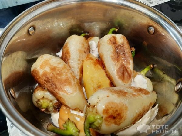 Рецепт: Жареный перец - В сметанно-майонезной заливке!